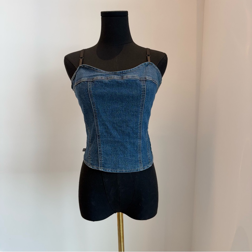 Vintage BONGO Light Blue Corset Denim Top